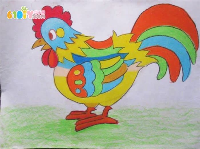 Rooster child painting picture