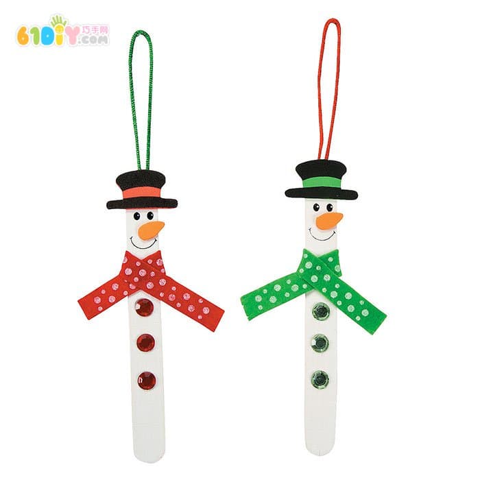 Children's handmade Christmas snowman ornaments