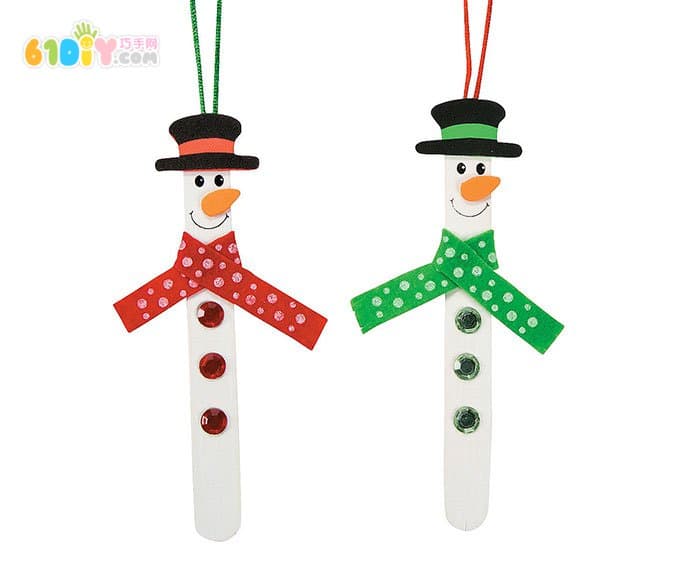 Children's handmade Christmas snowman ornaments