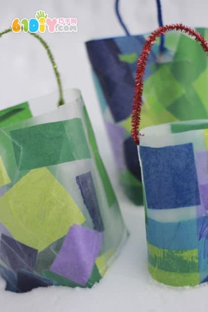 Children making simple new year lanterns