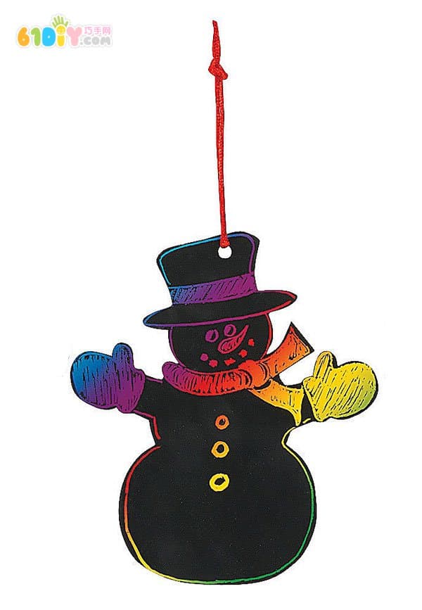 Children's winter handmade scraping paper snowman