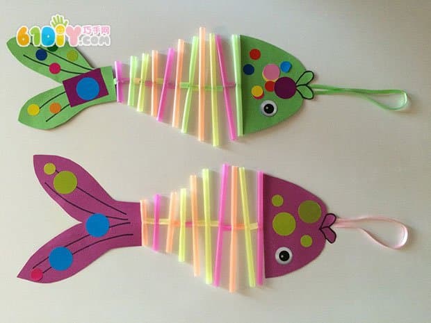 Straw creative making small fish hanging handmade