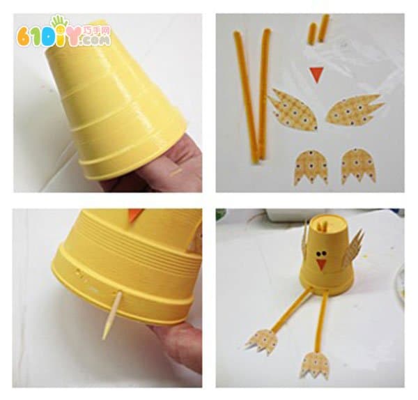 Children's handmade paper cup chick