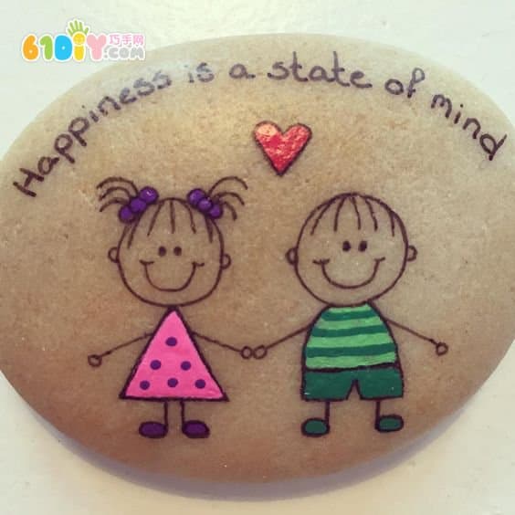 Cute boy girl stone graffiti