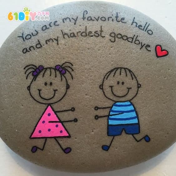 Cute boy girl stone graffiti
