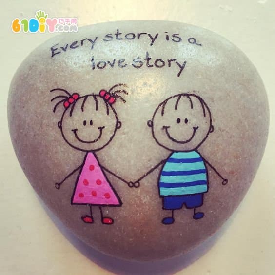 Cute boy girl stone graffiti