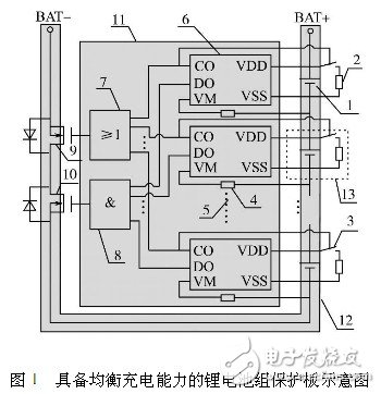 Schematic diagram of lithium battery pack protection board with balanced charging capability