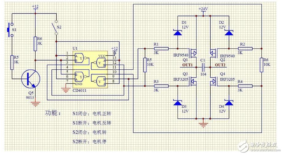 H-bridge drive circuit composed of field effect transistors