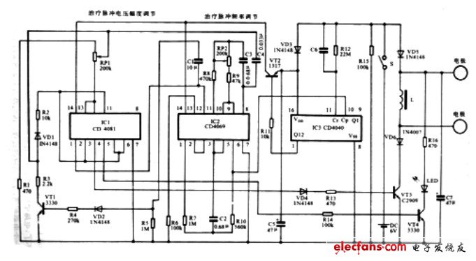Figure KPM-01 type low frequency therapeutic instrument electrical schematic diagram