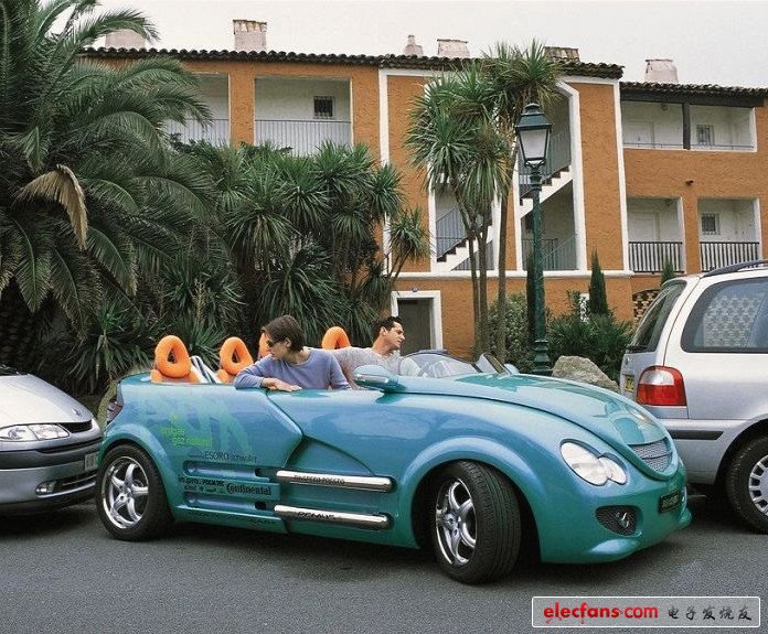 Retractable car in front of the parking space