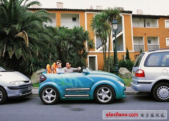 Retractable car after grabbing the parking space