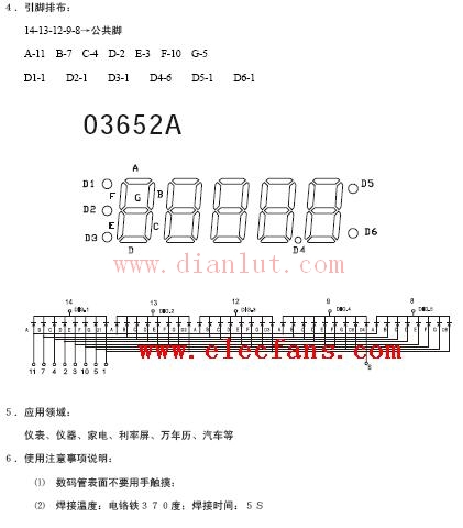 5-bit / five-digit digital tube pin diagram