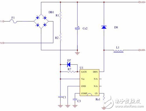 Full closed loop non-isolated buck constant current 18W LED fluorescent lamp driving power schematic