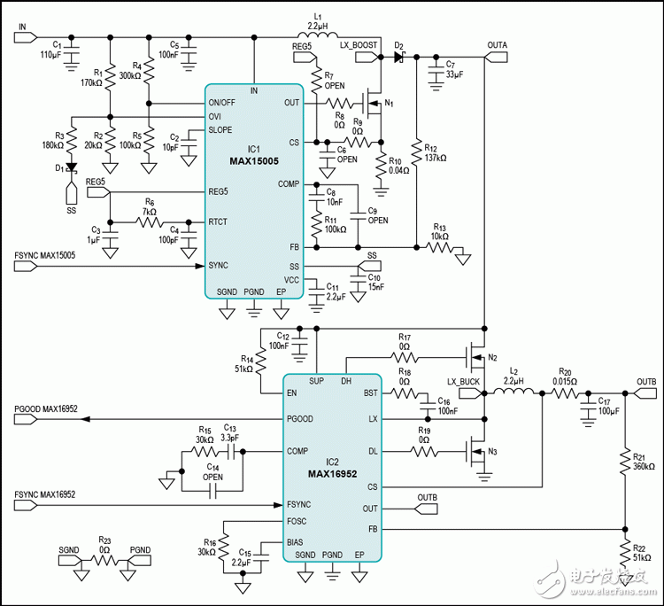 Figure 2. Schematic of the switching power supply.