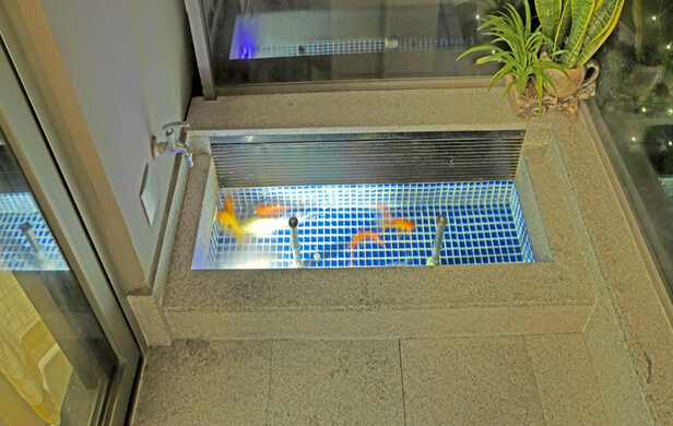 The balcony is transformed into a fish pond. The space design with super life is interesting.