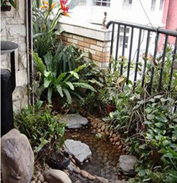 The balcony is transformed into a fish pond. The space design with super life is interesting.