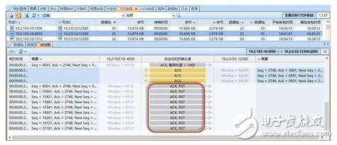 TCP session captured in the DMZ zone