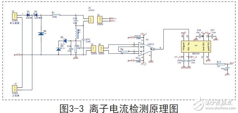 Ion current detection schematic