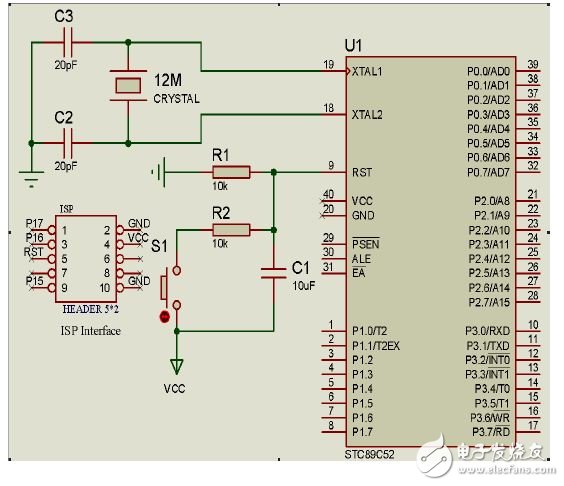 STC89C52 main control circuit