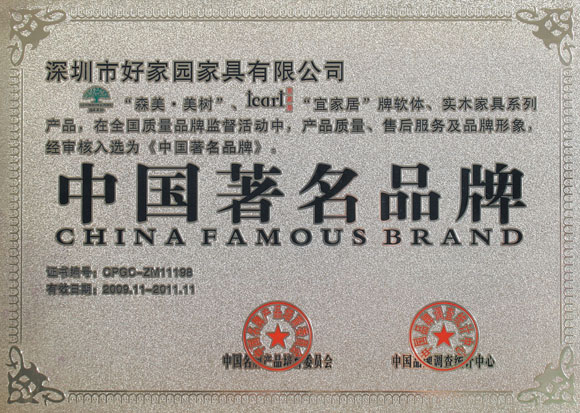 Famous Chinese brand certificate