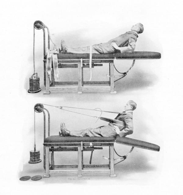 19th century fitness family: equipment like torture equipment gym like prison room (Figure)