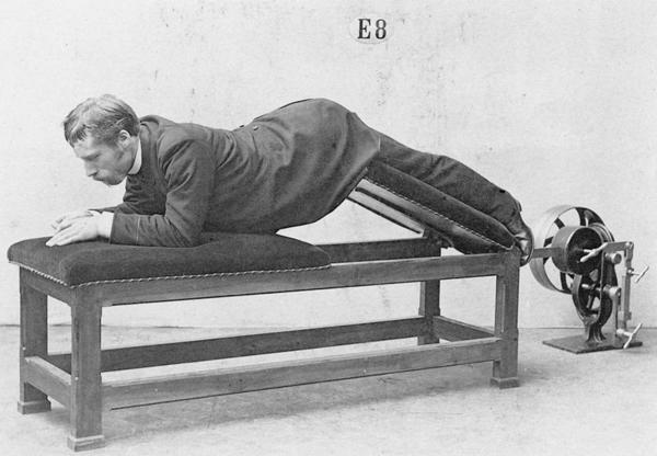 19th century fitness family: equipment like torture equipment gym like prison room (Figure)