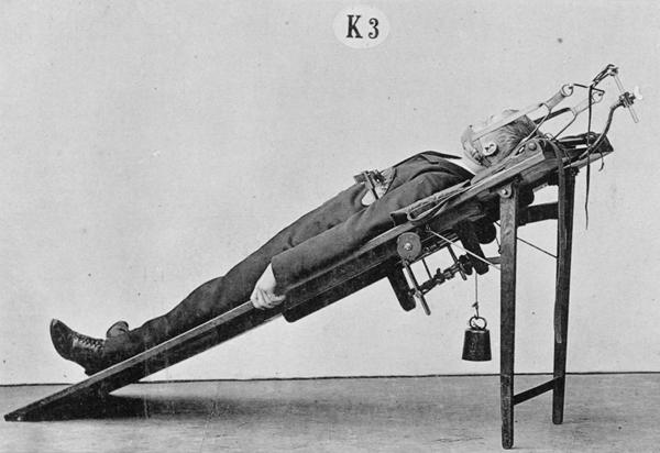 19th century fitness family: equipment like torture equipment gym like prison room (Figure)