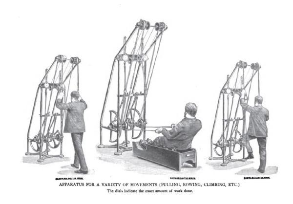 19th century fitness family: equipment like torture equipment gym like prison room (Figure)