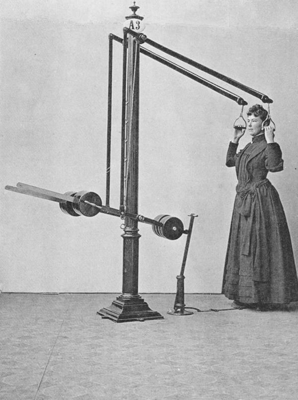 19th century fitness family: equipment like torture equipment gym like prison room (Figure)