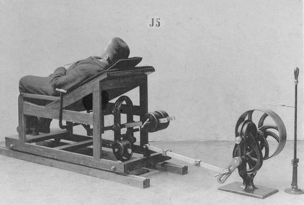 19th century fitness family: equipment like torture equipment gym like prison room (Figure)