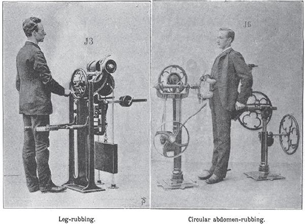 19th century fitness family: equipment like torture equipment gym like prison room (Figure)