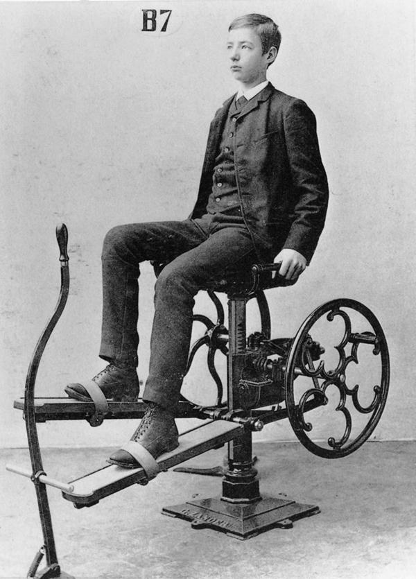 19th century fitness family: equipment like torture equipment gym like prison room (Figure)