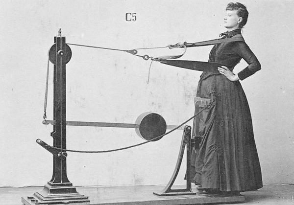 19th century fitness family: equipment like torture equipment gym like prison room (Figure)