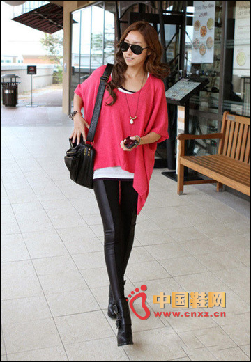 Colorful rose pink knitted cardigan, loose and flowing lines