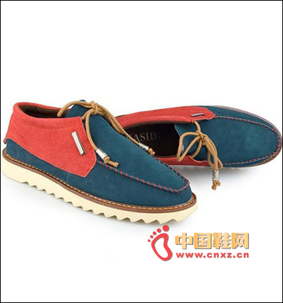 Red and blue stitching casual men's shoes