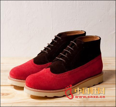 Red and black stitching men's shoes