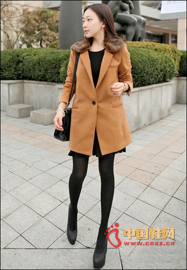 Fur collar coat