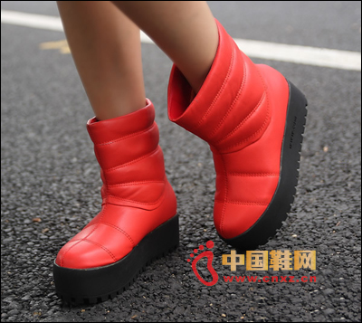 Red platform boots