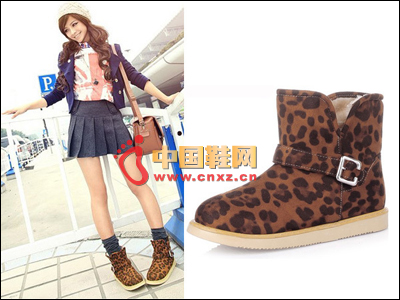 Leopard-printed wild snow boots