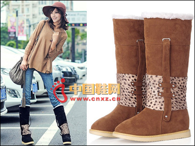 Leopard stitching snow boots