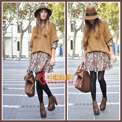 Printed long shirt, a bit like a flower skirt, coat a butterfly sleeve knitted sweater