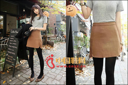 Short wool material skirt