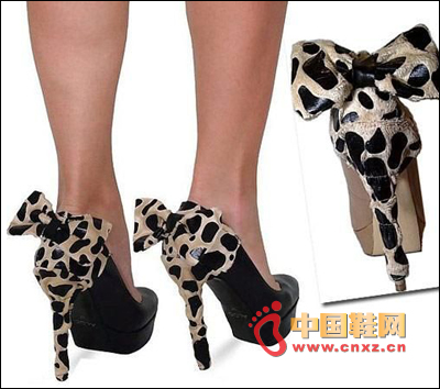 Cow pattern bow suede decorative high heels