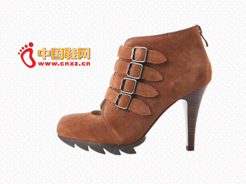 Brown serrated sole boots