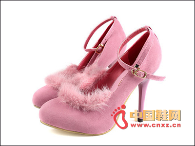 Pink fur high heels