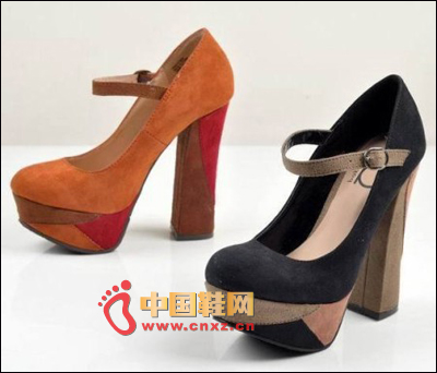 Mixed color heel shoes