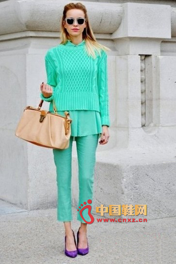 Green sweater + green skirt