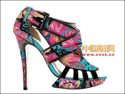 Printed high-heeled sandals