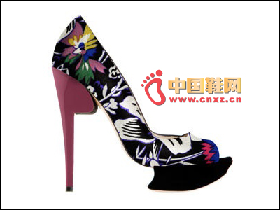 Printed fish mouth high heels