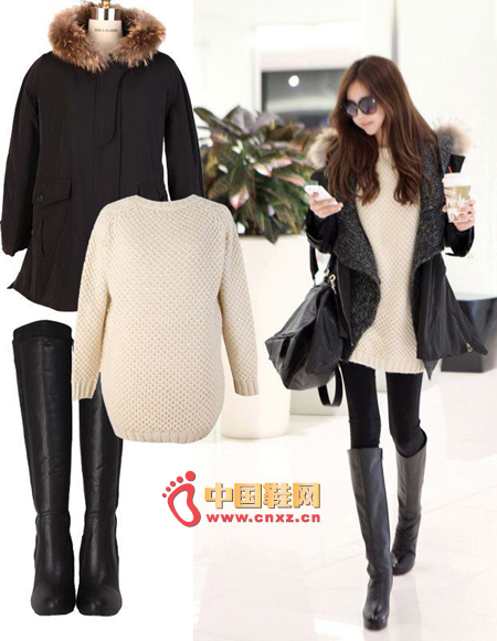 Sweet style - even if the black coat is slightly dull black, Zhi Zhi is still very sweet to wear